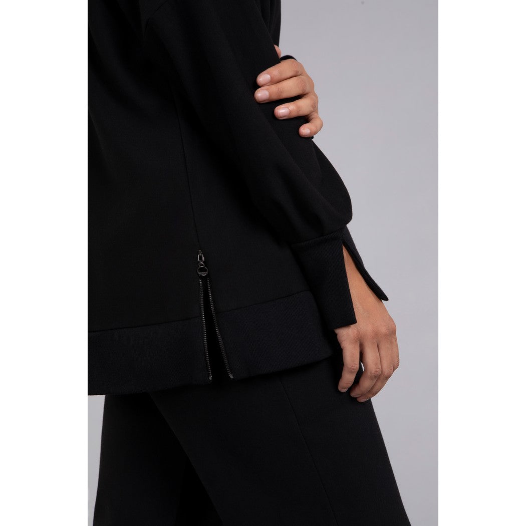 Bamboo Fleece Cowl Neck Pleat Sleeve Top, Long Slv BF4202-3