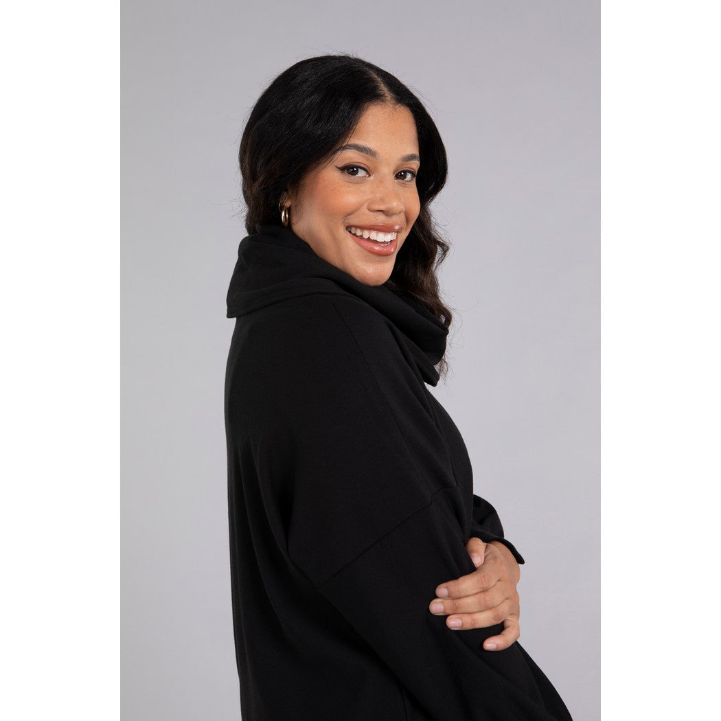 Bamboo Fleece Cowl Neck Pleat Sleeve Top, Long Slv BF4202-3