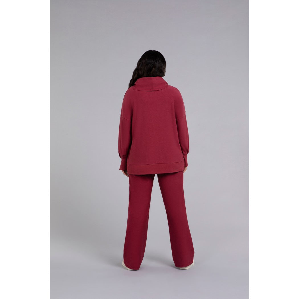 Bamboo Fleece Cowl Neck Pleat Sleeve Top, Long Slv BF4202-3