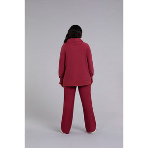 Bamboo Fleece Cowl Neck Pleat Sleeve Top, Long Slv BF4202-3