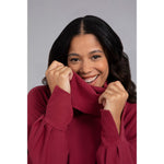 Load image into Gallery viewer, Bamboo Fleece Cowl Neck Pleat Sleeve Top, Long Slv BF4202-3
