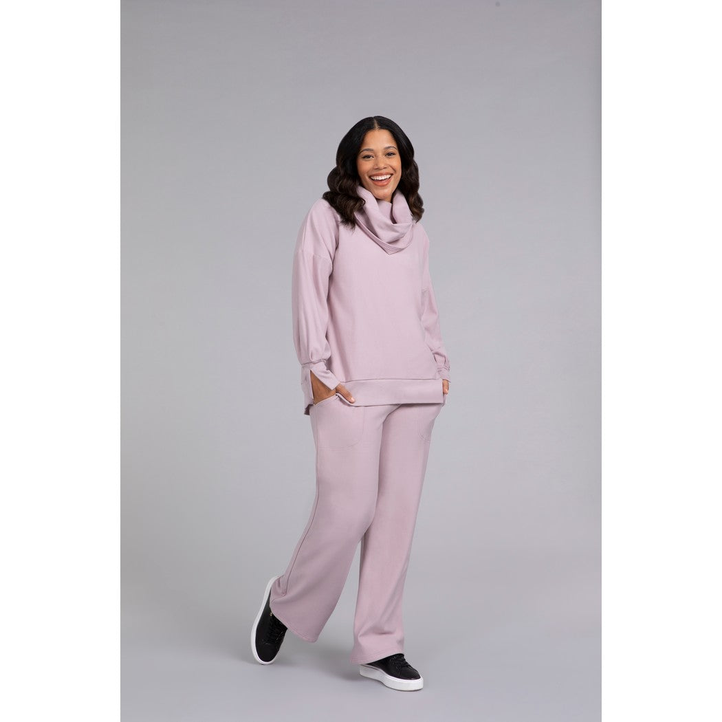 Bamboo Fleece Cowl Neck Pleat Sleeve Top, Long Slv BF4202-3