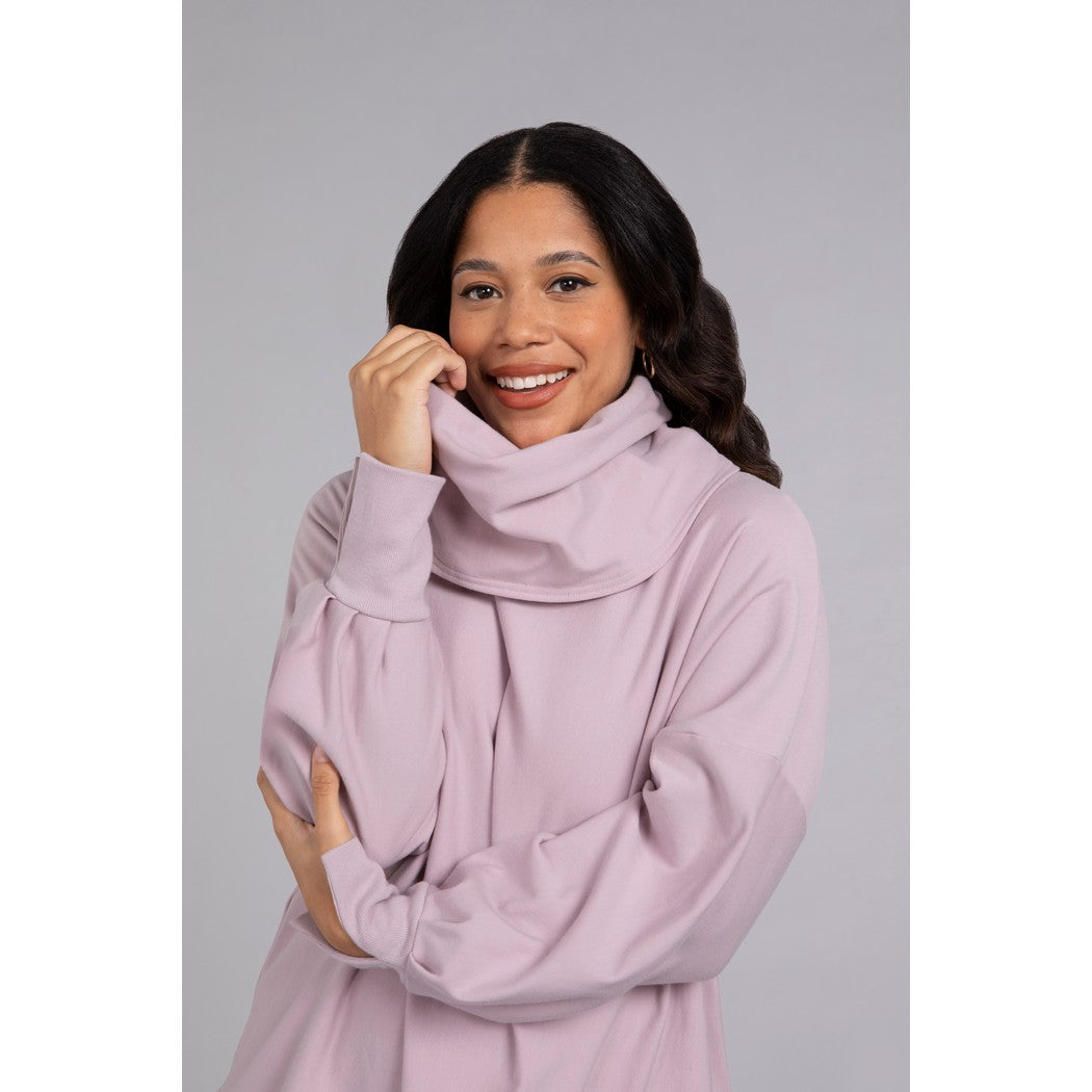 Bamboo Fleece Cowl Neck Pleat Sleeve Top, Long Slv BF4202-3