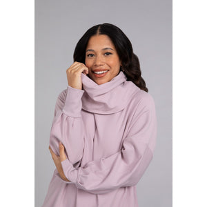 Bamboo Fleece Cowl Neck Pleat Sleeve Top, Long Slv BF4202-3