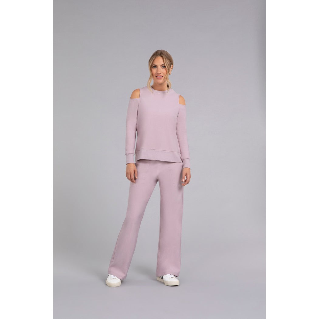 Bamboo Fleece Cut Out Shoulder Top, Long Sleeve BF4203-3