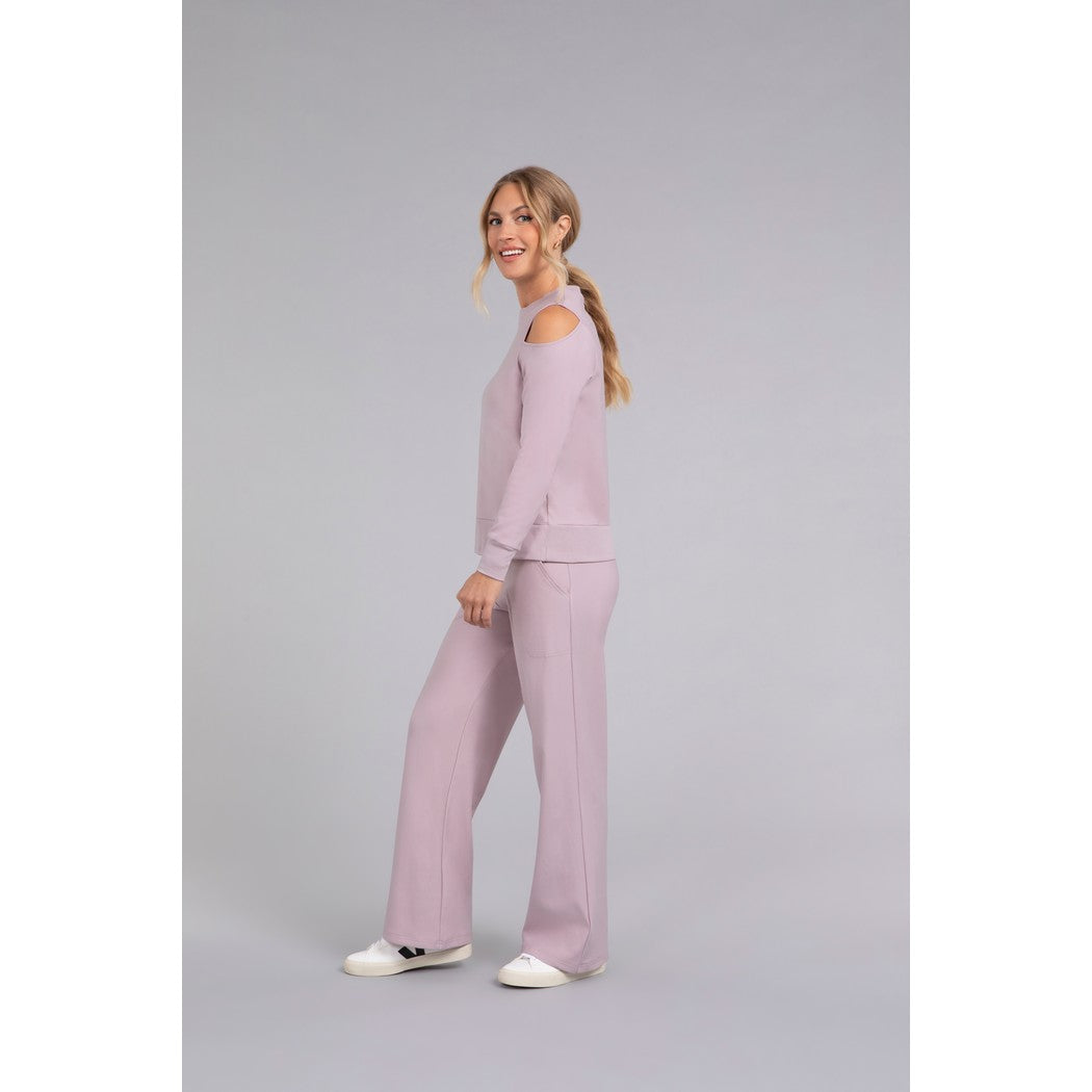 Bamboo Fleece Cut Out Shoulder Top, Long Sleeve BF4203-3