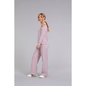 Bamboo Fleece Cut Out Shoulder Top, Long Sleeve BF4203-3