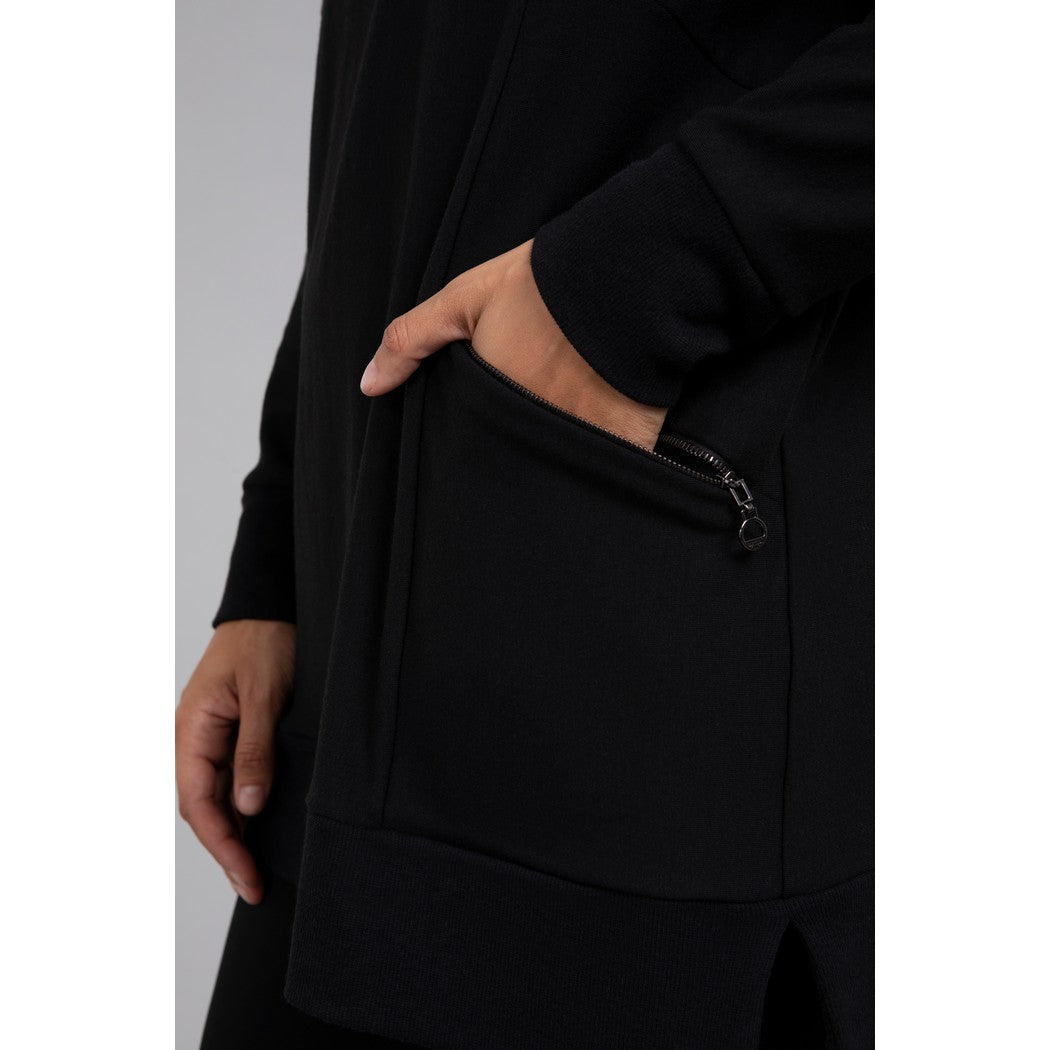 Bamboo Fleece Zip Collar Tunic, Long Sleeve Top BF4302-3
