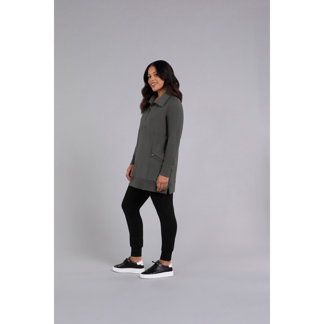 Bamboo Fleece Zip Collar Tunic, Long Sleeve Top BF4302-3