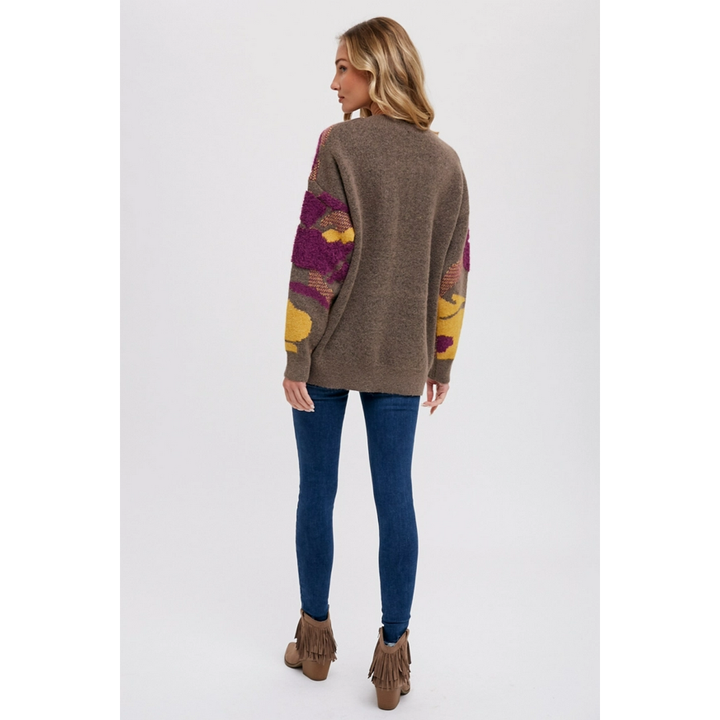 Boucle Floral Pullover Sweater W01758