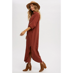 Load image into Gallery viewer, Button-Up Maxi Shirt w/Pockets Dress D01138
