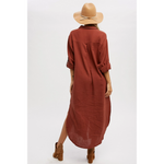 Load image into Gallery viewer, Button-Up Maxi Shirt w/Pockets Dress D01138
