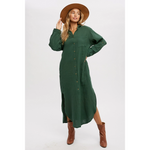 Load image into Gallery viewer, Button-Up Maxi Shirt w/Pockets Dress D01138
