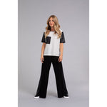 Load image into Gallery viewer, Boxy T With Faux Leather, Short Sleeve Top 22280V-1
