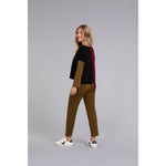 Load image into Gallery viewer, Colour Block Etch V-Neck Top, Long Sleeve Top 22288CB-3
