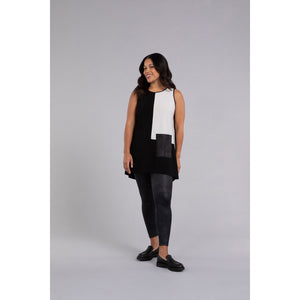Colour Block Patch Pocket Sleeveless Tunic Top 21205CB