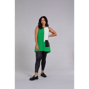 Colour Block Patch Pocket Sleeveless Tunic Top 21205CB