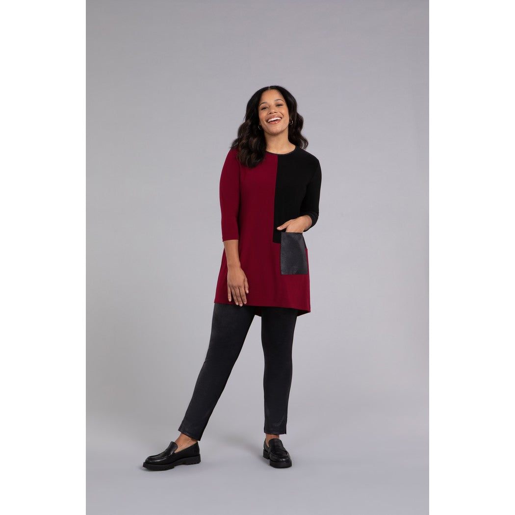 Colour Block Patch Pocket Tunic, 3/4 Sleeve Top 23201CB-2