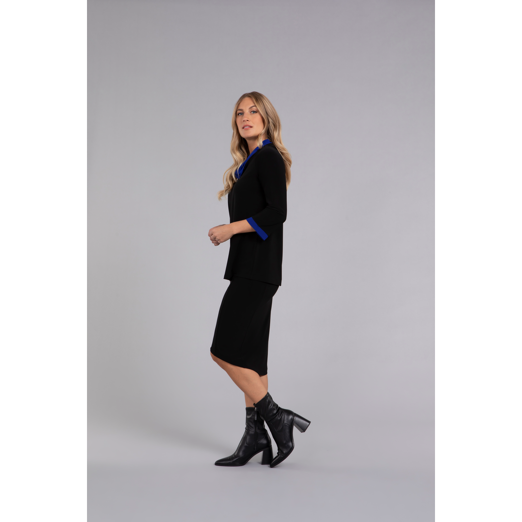Colour Block Raglan Sleeve Cowl Neck Top, 3/4 Slv Top 22282CB-2