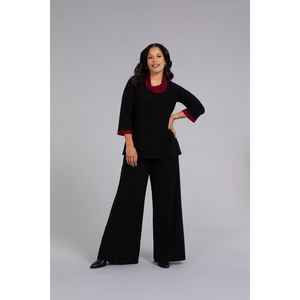 Colour Block Raglan Sleeve Cowl Neck Top, 3/4 Slv Top 22282CB-2