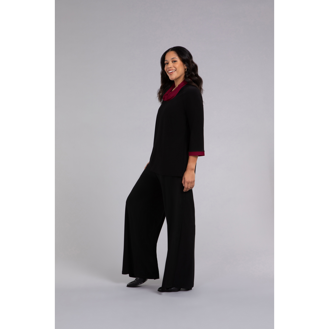 Colour Block Raglan Sleeve Cowl Neck Top, 3/4 Slv Top 22282CB-2