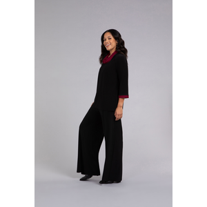 Colour Block Raglan Sleeve Cowl Neck Top, 3/4 Slv Top 22282CB-2