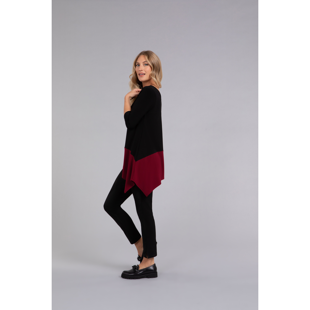 Colour Block Reversible Angle Top, 3/4 Sleeve Top 22269CB-2