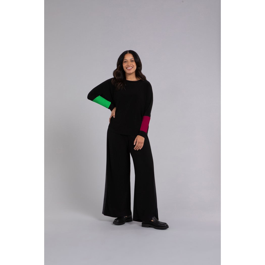 Colour Block Sleeve Nu Cinch Top, Long Sleeve Top 22279CB-3