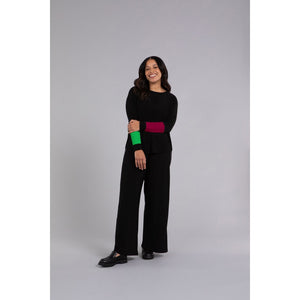 Colour Block Sleeve Nu Cinch Top, Long Sleeve Top 22279CB-3