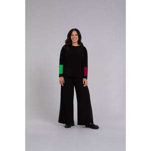 Colour Block Sleeve Nu Cinch Top, Long Sleeve Top 22279CB-3