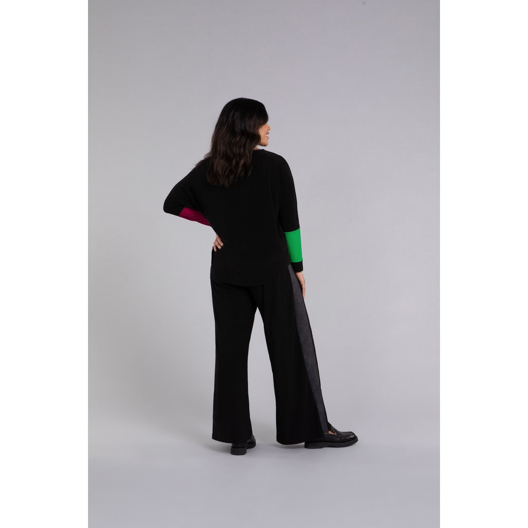 Colour Block Sleeve Nu Cinch Top, Long Sleeve Top 22279CB-3