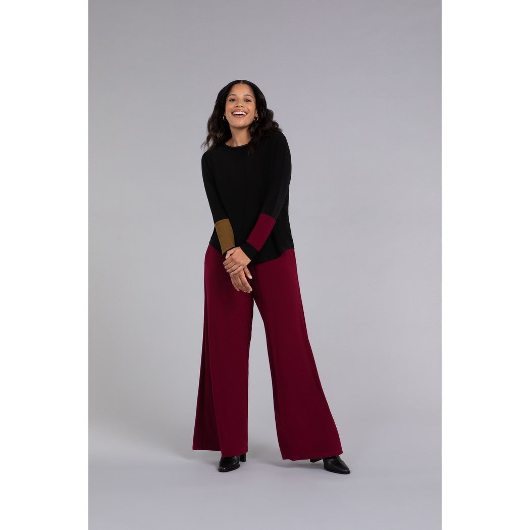 Colour Block Sleeve Nu Cinch Top, Long Sleeve Top 22279CB-3