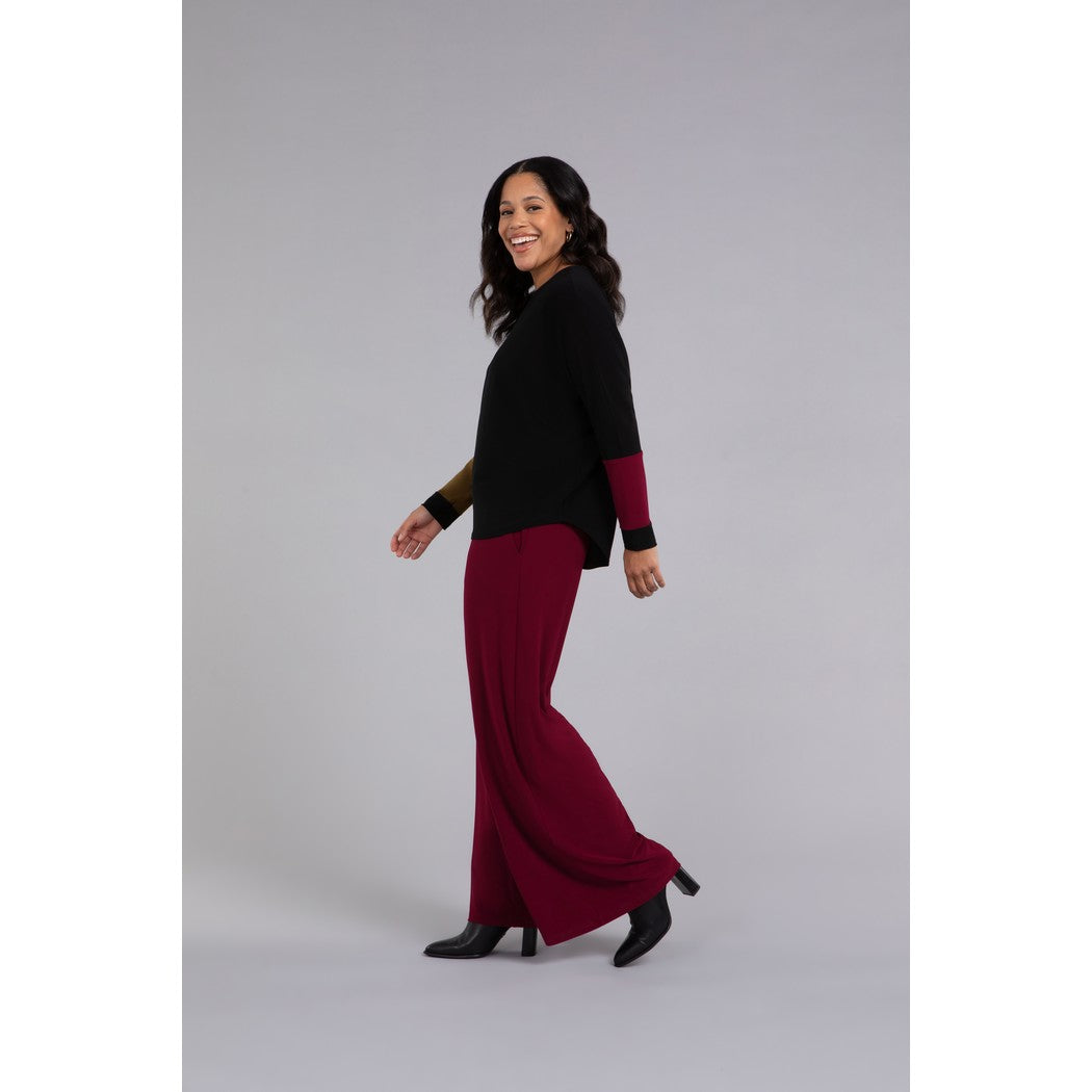 Colour Block Sleeve Nu Cinch Top, Long Sleeve Top 22279CB-3