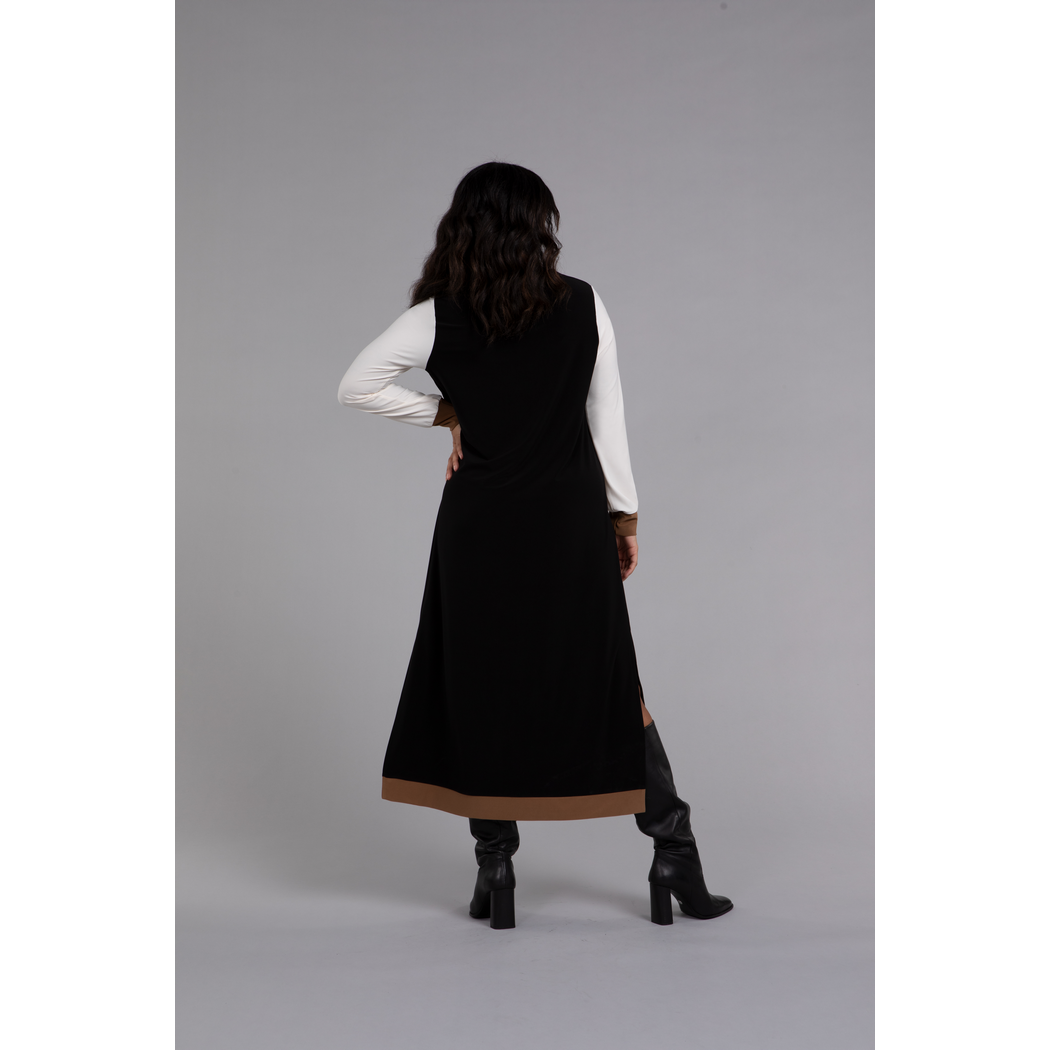 Colour Block Step Hem Dress, Long Sleeve Dress 28137CB-3