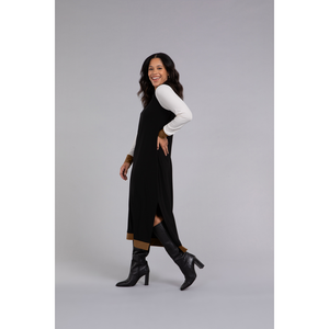 Colour Block Step Hem Dress, Long Sleeve Dress 28137CB-3