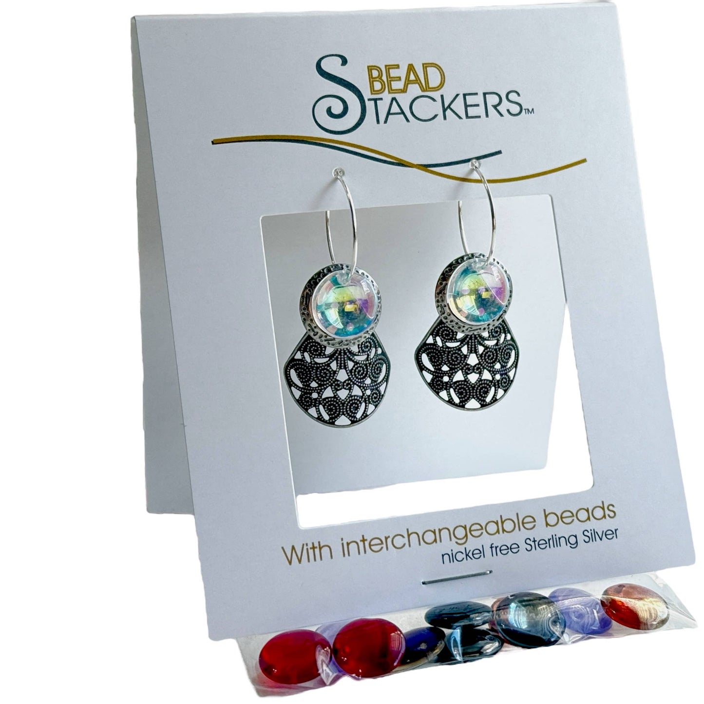 LCY42 Dangle earrings come with 6 interchangeable colours. 