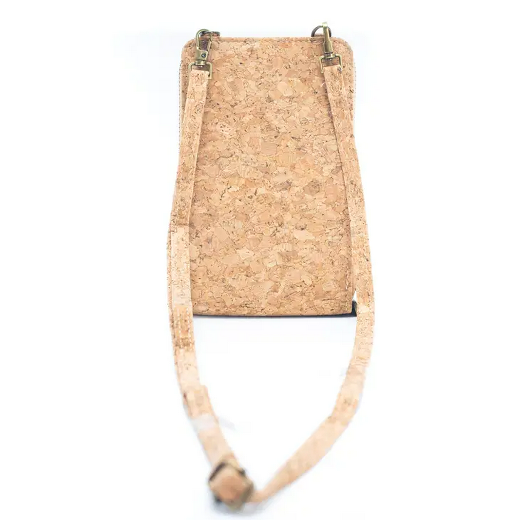 Natural Cork Crossbody double Zipper Wallet with Phone Compartment Handbag BAGD468