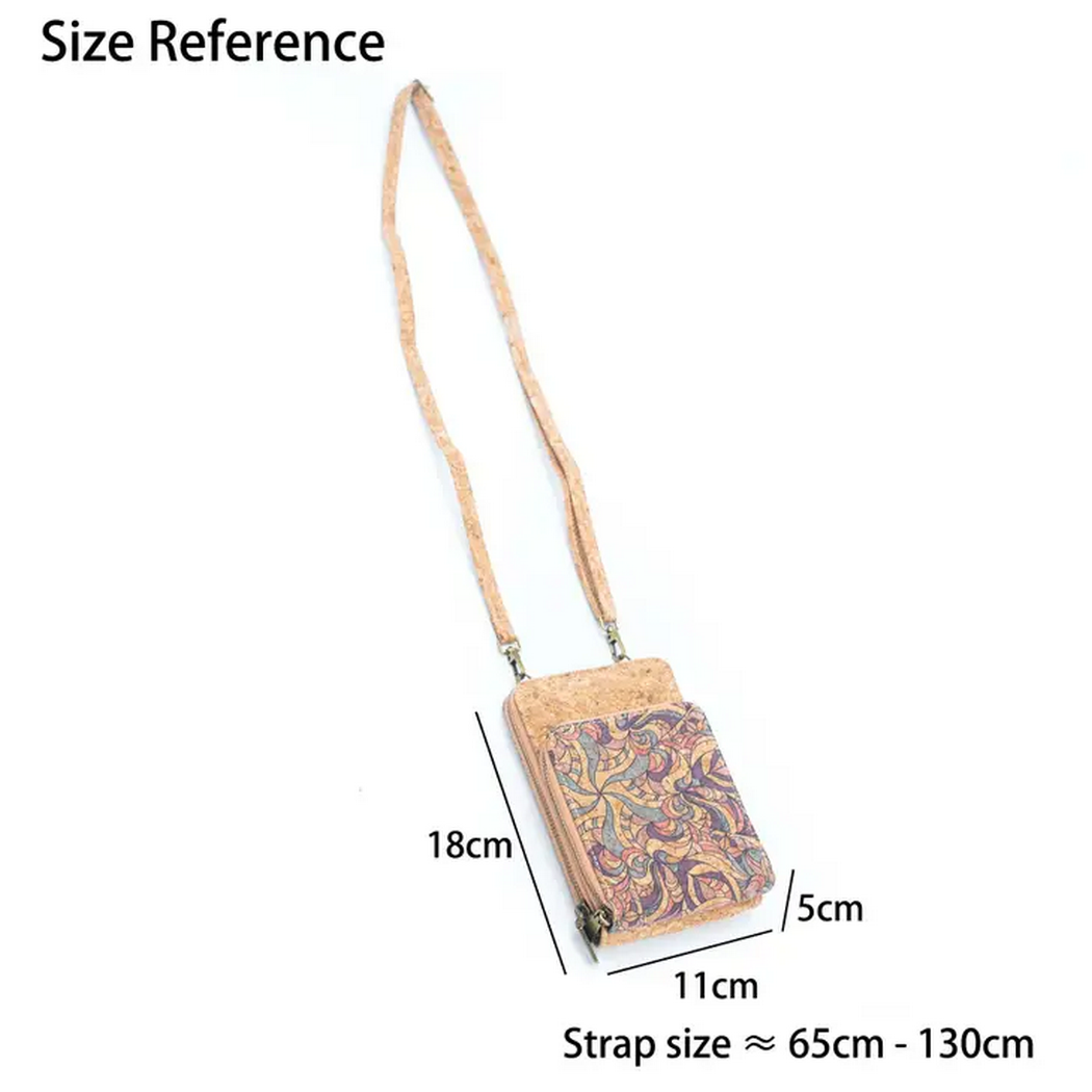 Natural Cork Crossbody double Zipper Wallet with Phone Compartment Handbag BAGD468