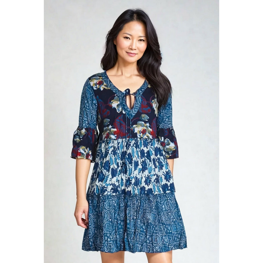 Jazz V-Neck Bell Sleeve Short Dress