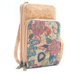 Load image into Gallery viewer, Natural Cork Crossbody double Zipper Wallet with Phone Compartment Handbag BAGD468

