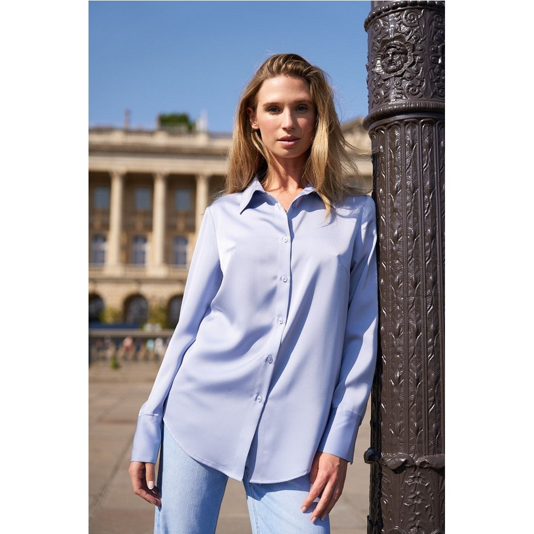 Satin Shirt with Classic Notched Collar CH7973