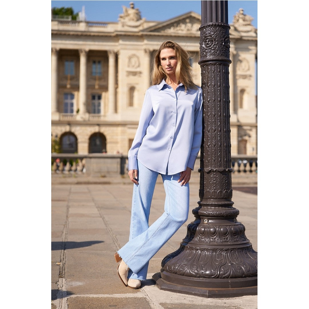 Satin Shirt with Classic Notched Collar CH7973