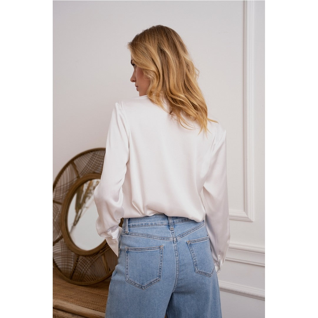 Satin Shirt with Classic Notched Collar CH7973