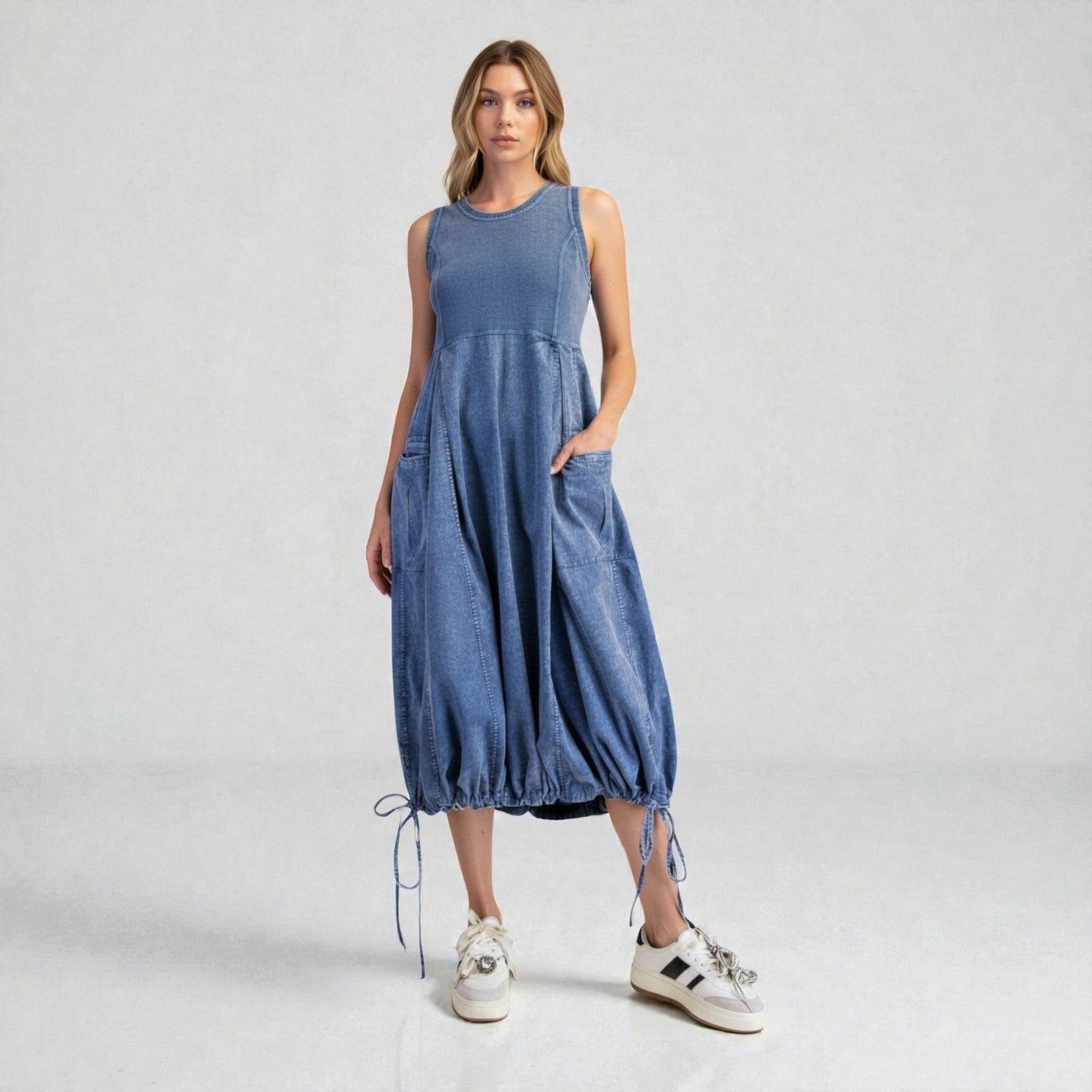 Ribbed & Denim Midi Dress ED25614