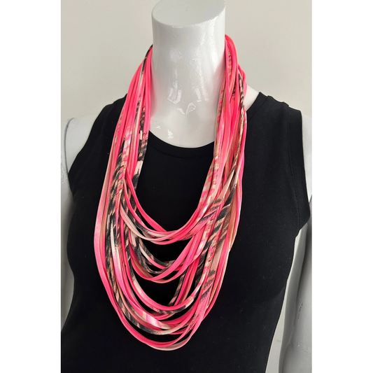 Infinity Scarf Necklace in Bright Neon Pink 'Melon'