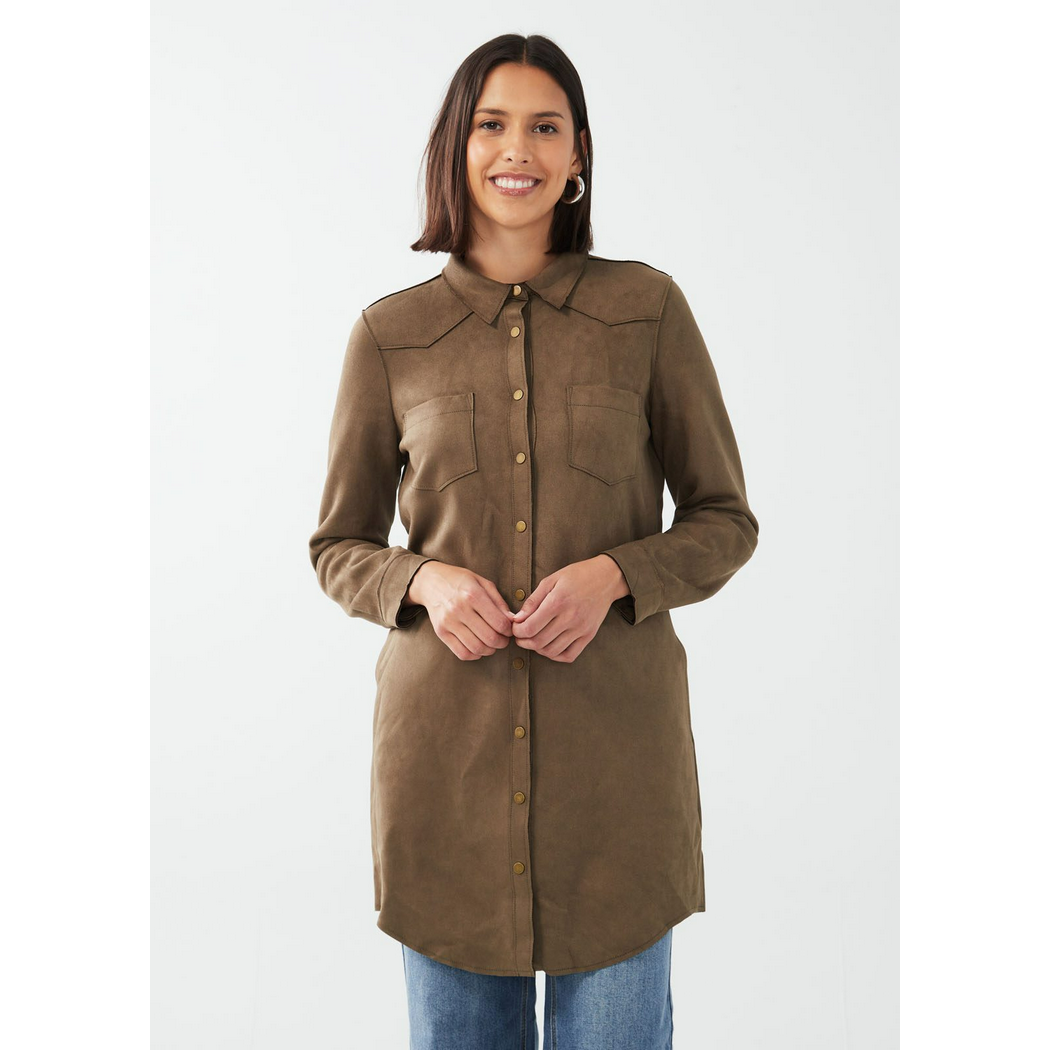 Long Sleeve Faux Suede Jacket 1683407