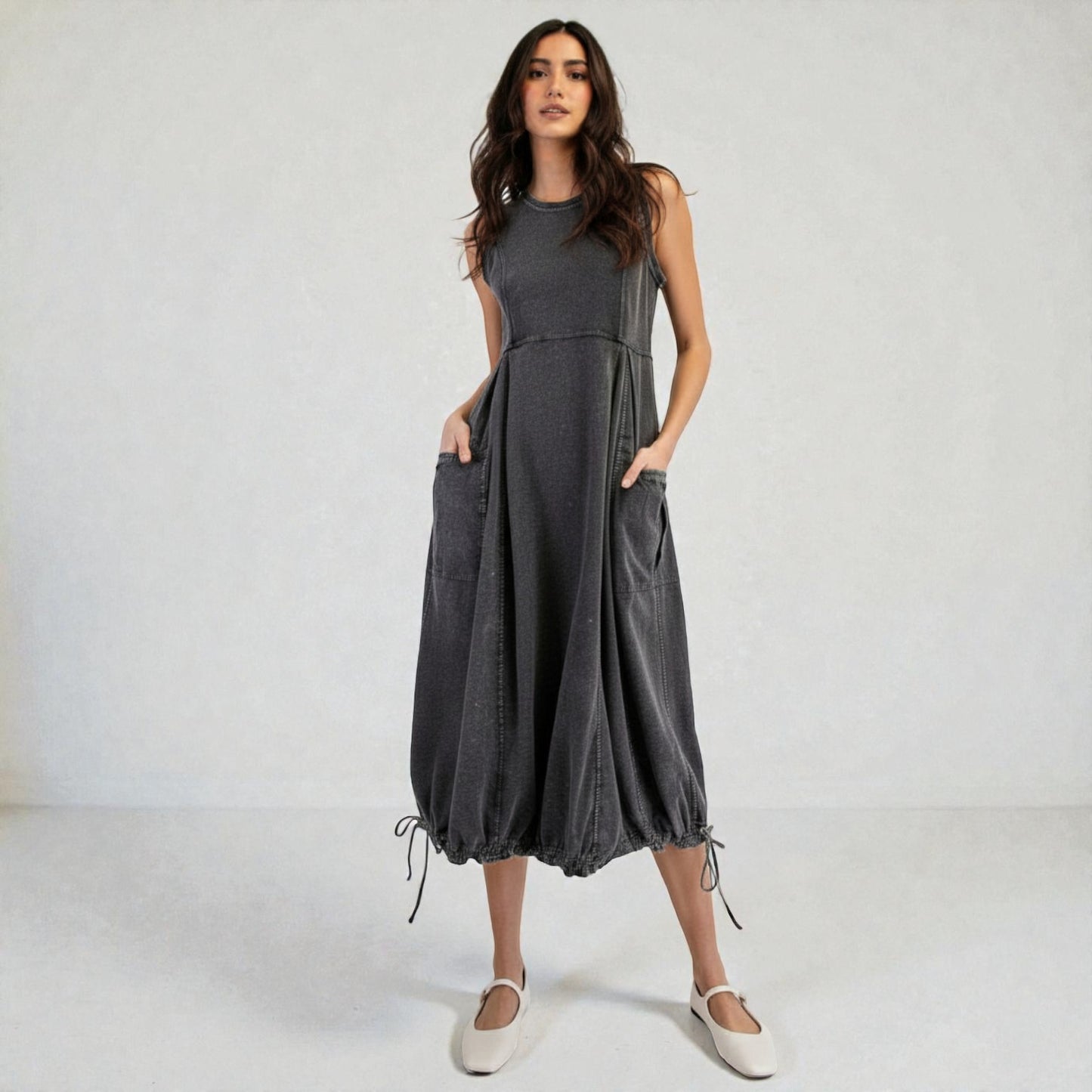 Ribbed & Denim Midi Dress ED25614