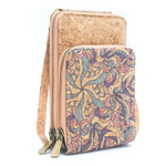 Load image into Gallery viewer, Natural Cork Crossbody double Zipper Wallet with Phone Compartment Handbag BAGD468
