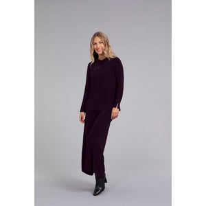 Foldover Neck Top, Long Sleeve Top 22292-3
