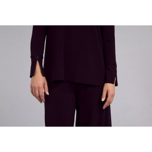 Foldover Neck Top, Long Sleeve Top 22292-3